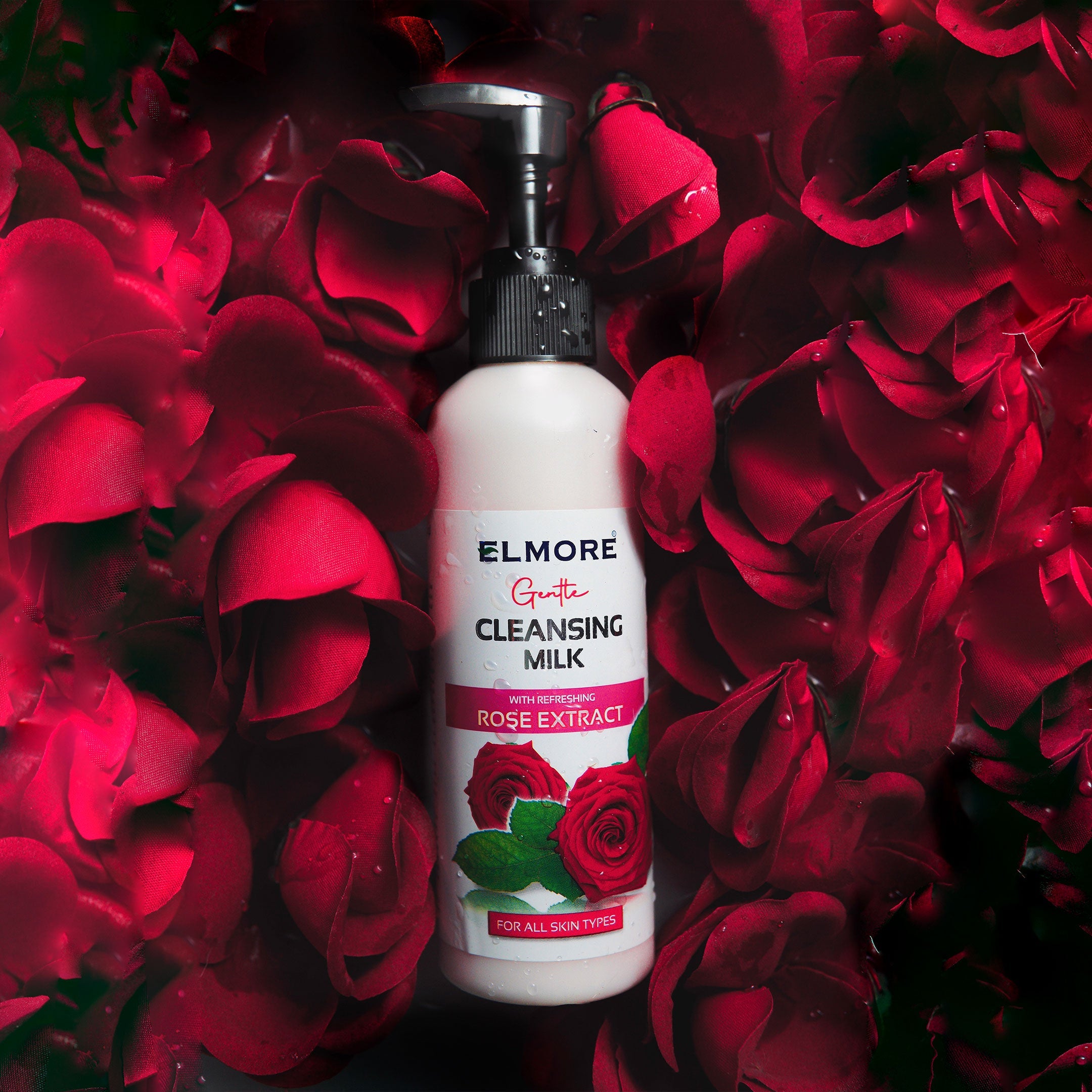 Elmore Cleansing Milk Collection – Aloe Vera and Rose formulas for gentle, hydrating, and effective facial cleansing in Pakistan.