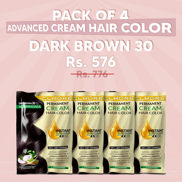 Pack of 4 Advanced Cream Hair Color Dark Brown 30