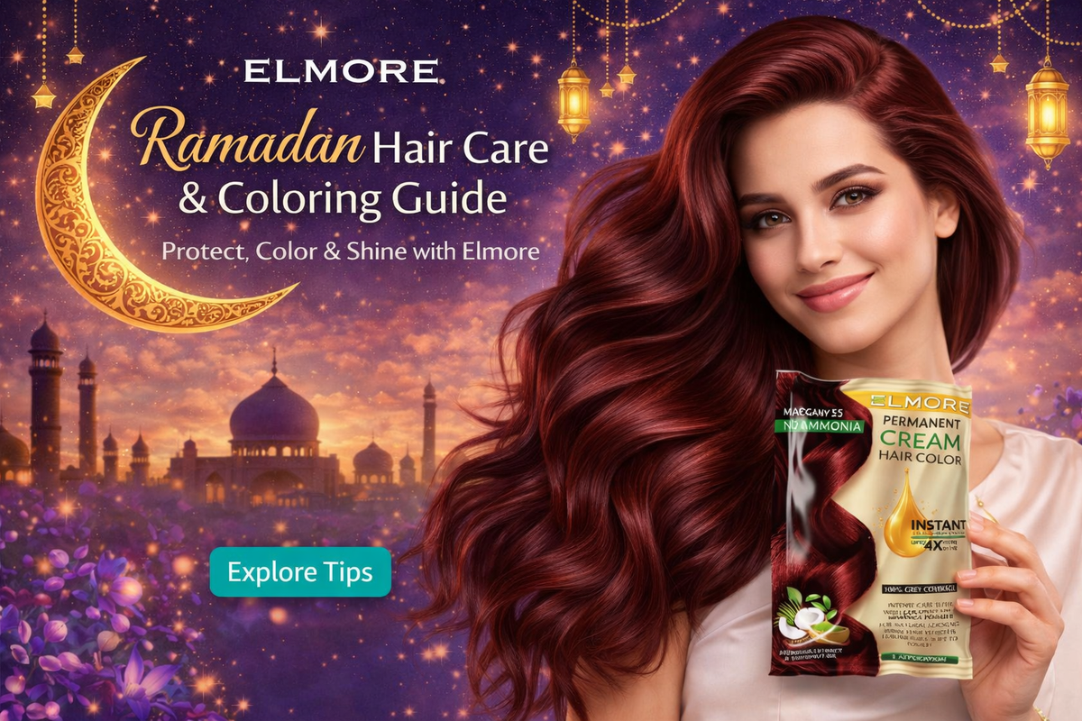 Ramadan hair care and hair coloring routine with Elmore hair color