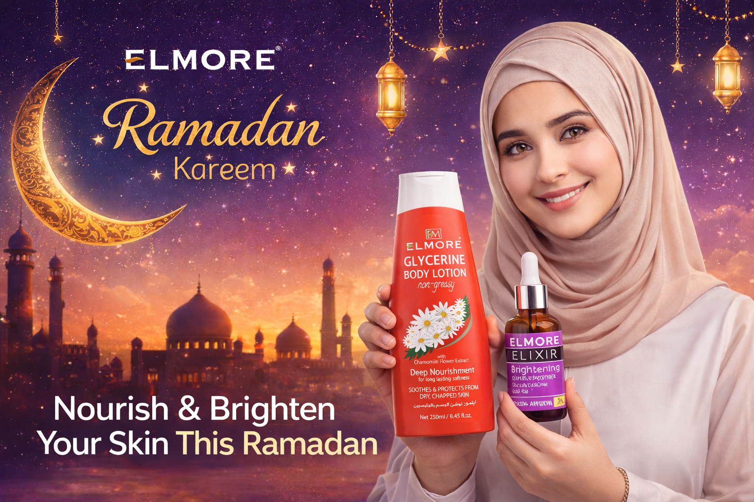 Ramadan skincare tips for dry and sensitive skin using Elmore products in Pakistan