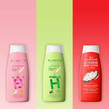 Body Lotion Trio – Brighten • Hydrate • Nourish | Pack of 3 – Beauty bundle by Elmore