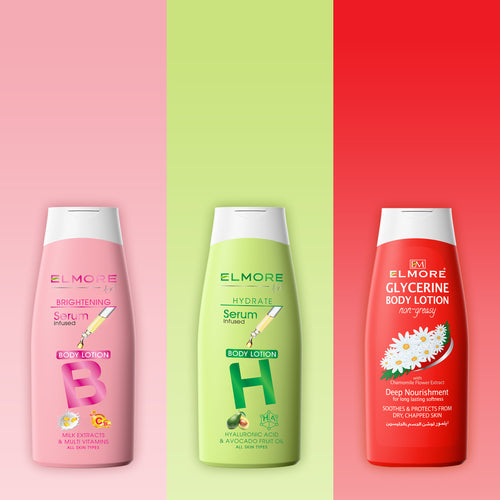 Body Lotion Trio – Brighten • Hydrate • Nourish | Pack of 3 – Beauty bundle by Elmore