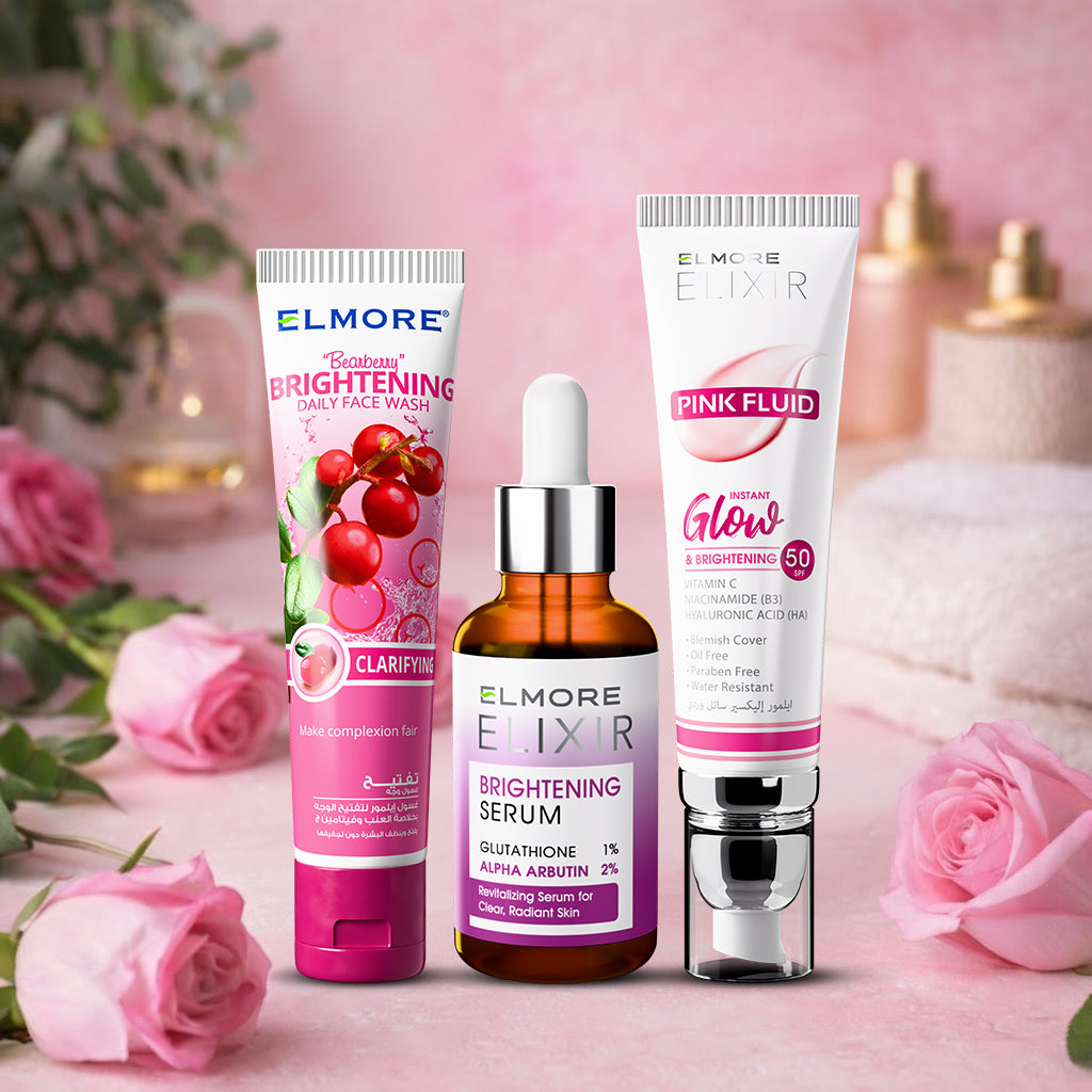 Brightening skincare routine bundle by Elmore for radiant and even skin tone