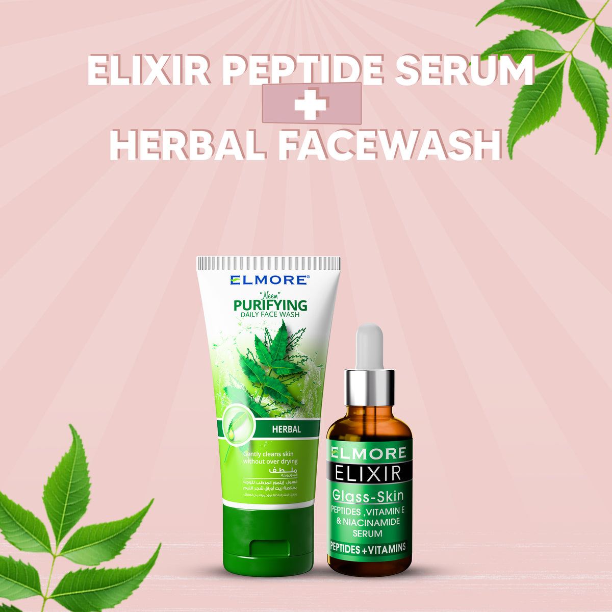 Elixir Peptide Serum + Herbal Facewash – Beauty bundle by Elmore