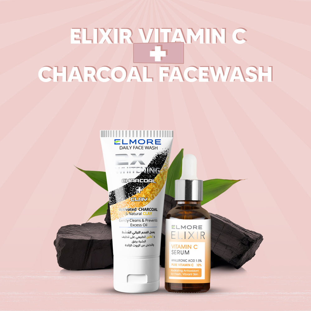Elixir Vitamin C Serum + Charcoal Facewash – Beauty bundle by Elmore