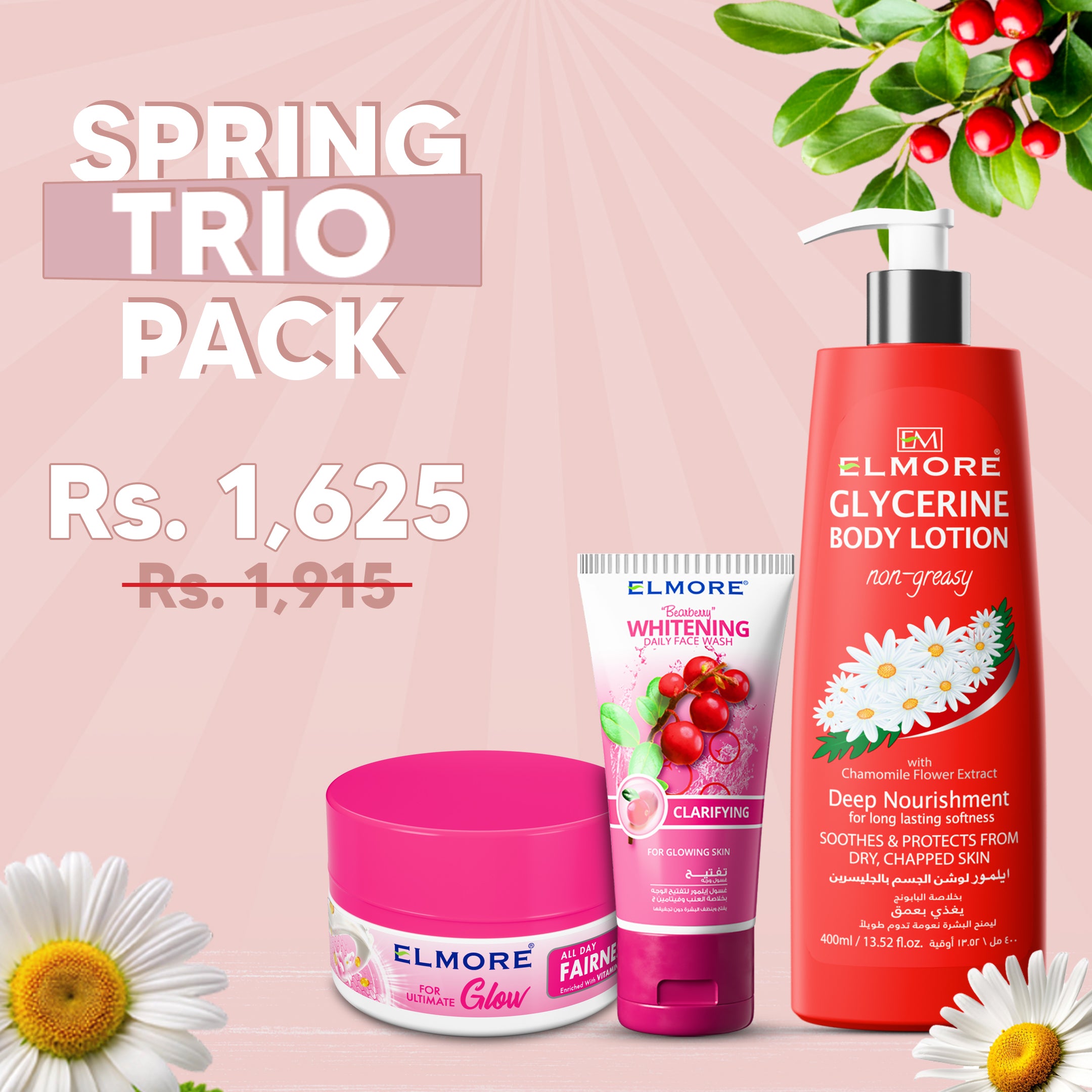 Elmore Spring Trio Pack Top Skincare Beauty No1 Best Brand Pakistan