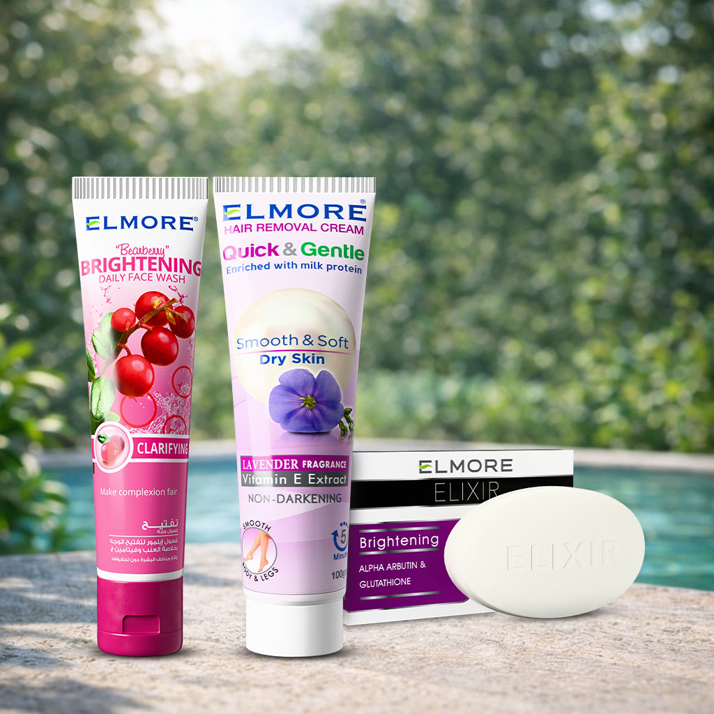 Elmore Summer Care Kit with Hair Removal Cream, Brightening Facewash and Brightening Soap
