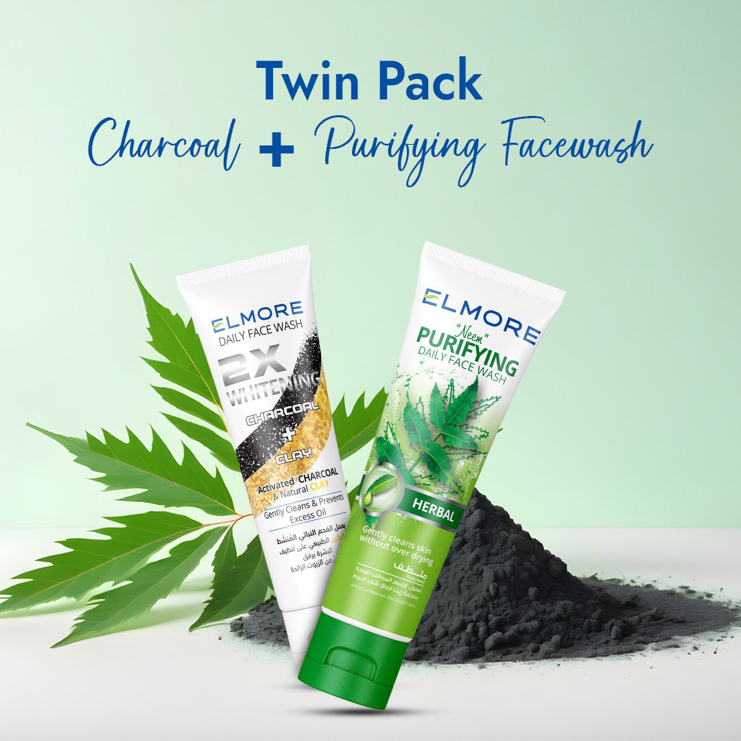 Elmore Twin Pack Purifying & Charcoal Face Wash
