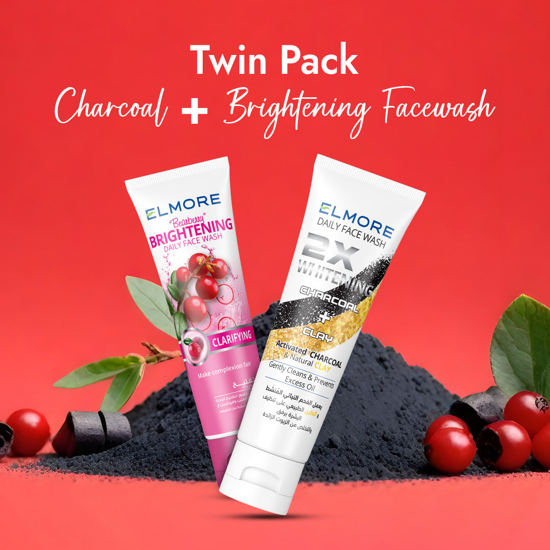 Elmore Twin Pack Whitening & Charcoal Face Wash