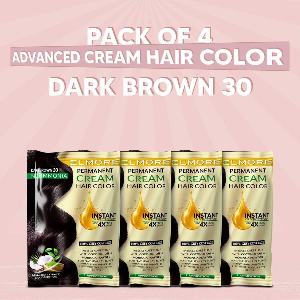 Pack of 4 Advanced Cream Hair Color Dark Brown 30 – Beauty bundle by Elmore