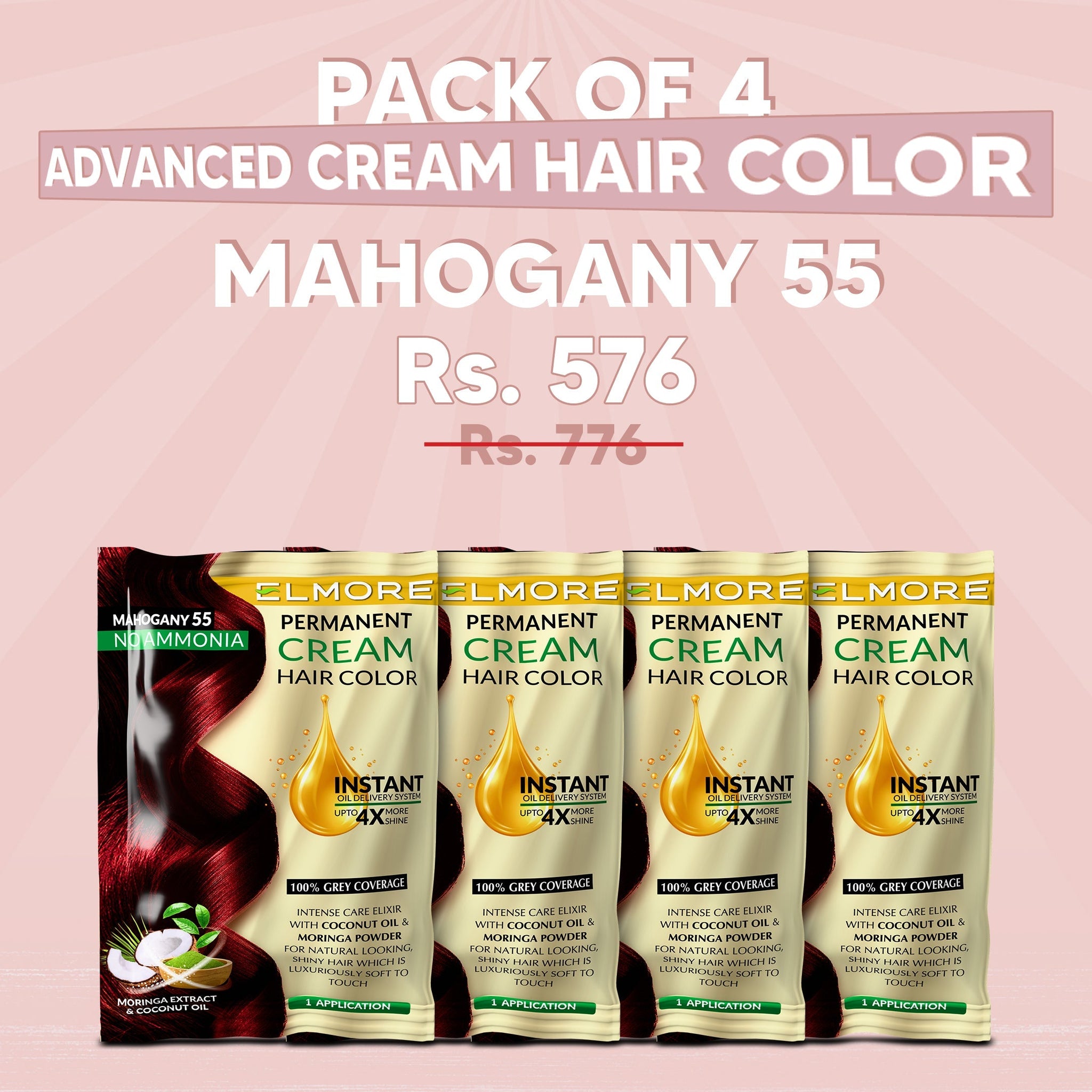 Pack of 4 Advanced Hair Color Mahogany 55