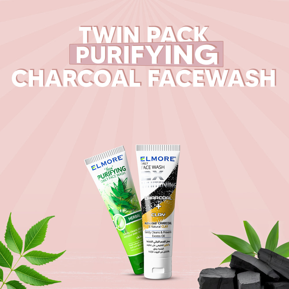 Elmore Twin Pack Purifying & Charcoal Face Wash – Beauty bundle by Elmore