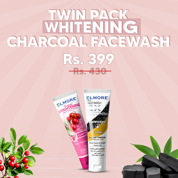 Elmore Twin Pack Whitening & Charcoal Face Wash