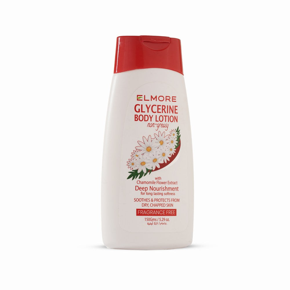 Elmore Fragrance-Free Glycerin Body Lotion bottle for deep, non-greasy hydration