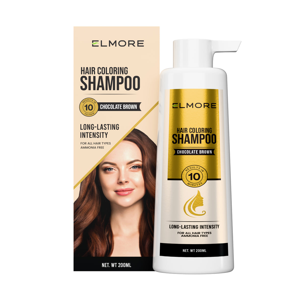 Elmore Hair Coloring Shampoo – Chocolate Brown – Hair coloring shampoo by Elmore – product view 2